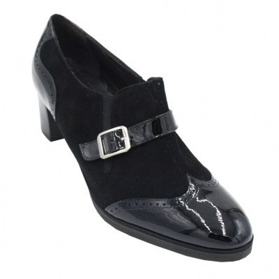 Angela Calzature Numeri Speciali special numbers Shoes black chamois heel 5 cm