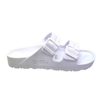 NATURAL WORLD 7051 ciabatta sandalo sabot Arizona Eva bianco regolabile
