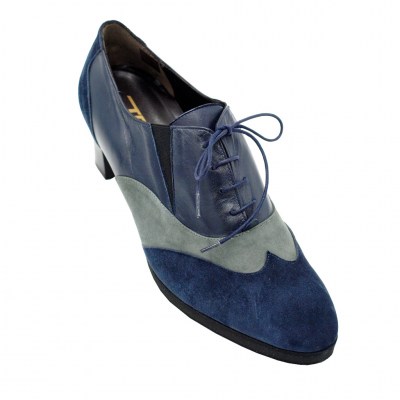 Angela Calzature Numeri Speciali special numbers Shoes Blue leather heel 5 cm