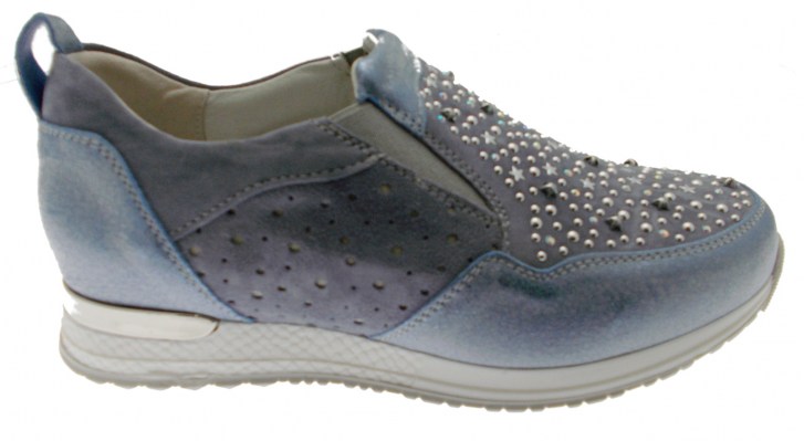 Loren C3782  scarpa donna ortopedica sneaker slip on blue plantare estraibile