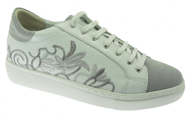 LOREN C3841 sneaker  ortopedica  con plantare estraibile bianca grigio