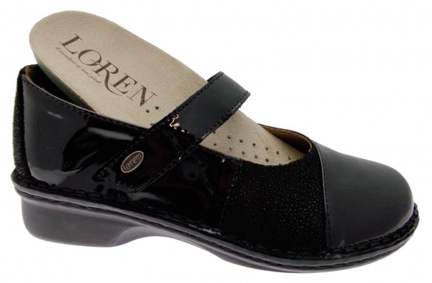 LOREN M2690  scarpa donna ballerina laccetto nero plantare ortopedico