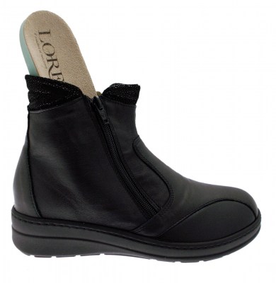 LOREN M2755 stivaletto boot  nero doppia cerniera ortopedico plantare