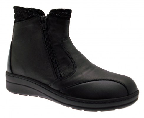 LOREN M2755 stivaletto boot  nero doppia cerniera ortopedico plantare