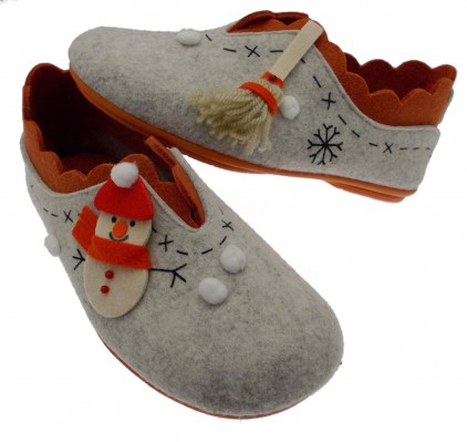 Riposella 4572 pantofola beige panno fantasia snowman