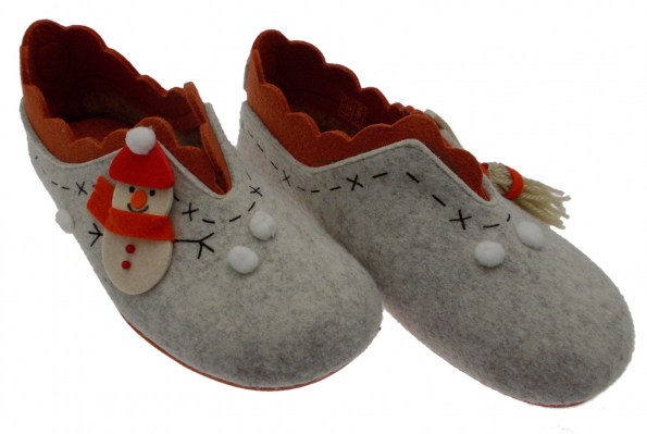 Riposella 4572 pantofola beige panno fantasia snowman