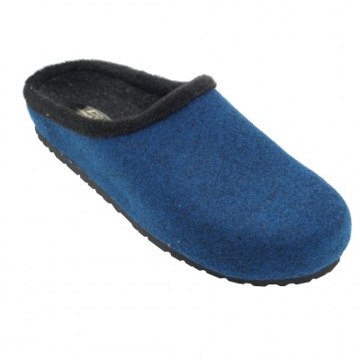 HELMUT TRUNTE pantofole ciabatte in lana cotta colore bluette tacco piatto fino a 1 cm   nr 42,43,44,45,46 numeri speciali    