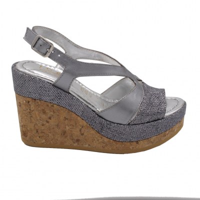 Angela Calzature sandali in pelle colore argento tacco alto 8-11 cm   Numeri 33/34 Donna numeri speciali    