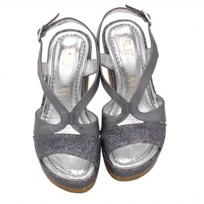 Angela Calzature sandali in pelle colore argento tacco alto 8-11 cm   Numeri 33/34 Donna numeri speciali    