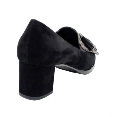 Angela Calzature Numeri Speciali special numbers Shoes black chamois heel 5 cm