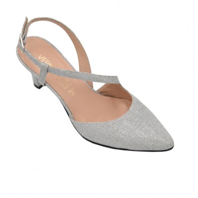 Soffice Sogno Elegance sandali in tessuto colore argento tacco medio 4-7 cm  Tomaia Esterna in Galassia  numeri standard    