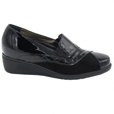 Confort standard numbers Shoes black chamois heel 3 cm