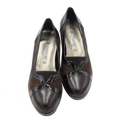 Confort standard numbers Shoes marrone chamois heel 4 cm