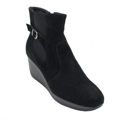 SUSIMODA stivaletti in camoscio colore nero tacco medio 4-7 cm    numeri standard    