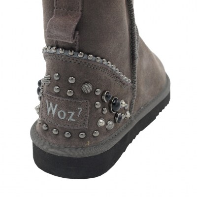 WOZ pantofole ciabatte in ecopelle colore grigio tacco basso 1-4 cm    numeri standard    