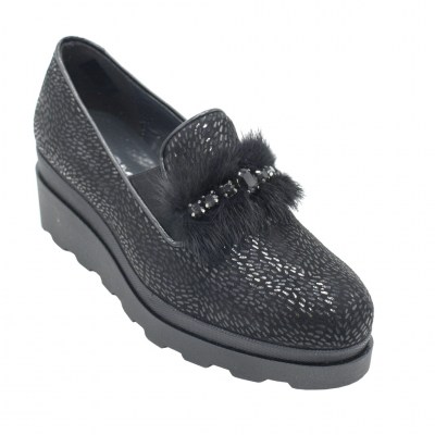 COMART calzaturificio standard numbers Shoes black chamois heel 4 cm