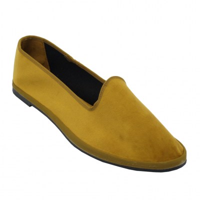 FRIULANE pantofole in velluto colore giallo tacco piatto fino a 1 cm    numeri standard    