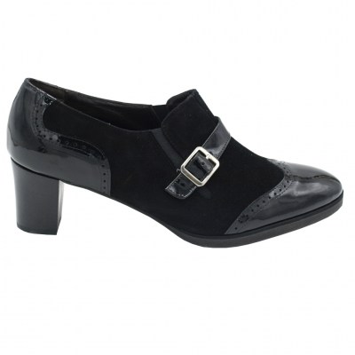 Angela Calzature Numeri Speciali special numbers Shoes black chamois heel 5 cm