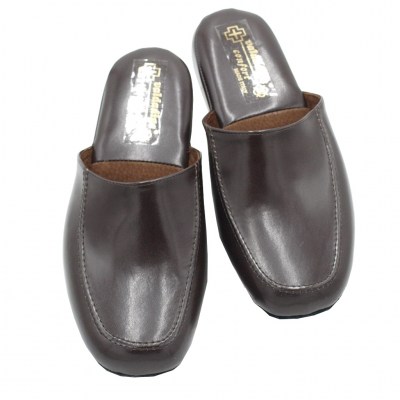VALDADIGE pantofole ciabatte in pelle colore marrone tacco piatto fino a 1 cm    numeri standard    