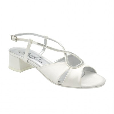 Angela calzature Sposa sandali in raso colore bianco tacco basso 1-4 cm   fino al n.42 numeri standard    