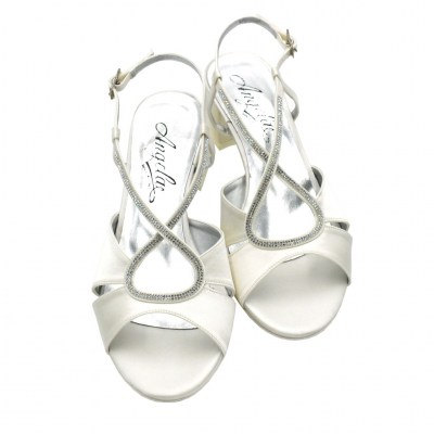 Angela calzature Sposa sandali in raso colore bianco tacco basso 1-4 cm   fino al n.42 numeri standard    