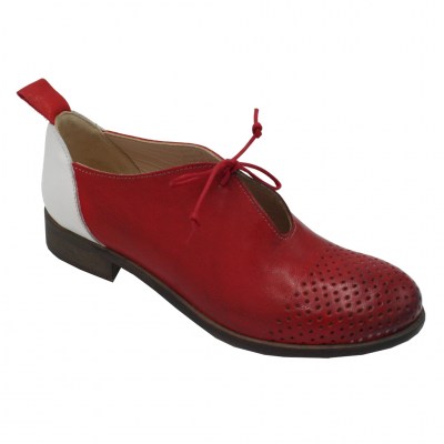 Angela Calzature inglesine in pelle colore rosso tacco basso 1-4 cm   fino al 43 donna     