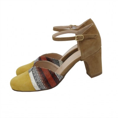 Angela Calzature  Shoes Yellow chamois heel 6 cm