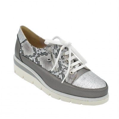 Angela Calzature Numeri Speciali sneakers in pelle colore grigio tacco basso 1-4 cm   Numeri dal 33 al 43     