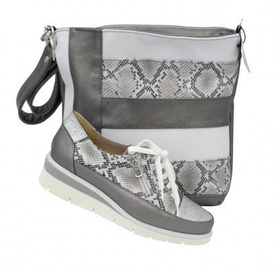 Angela Calzature Numeri Speciali sneakers in pelle colore grigio tacco basso 1-4 cm   Numeri dal 33 al 43     