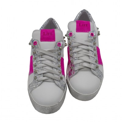 Angela Calzature Numeri Speciali sneakers in pelle colore bianco tacco piatto fino a 1 cm   n.42,43,44,45 Donna     