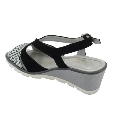 Angela Calzature Numeri Speciali sandali in nabuk colore nero tacco basso 1-4 cm   dal n.34     