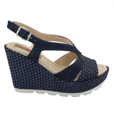 Angela Calzature Numeri Speciali sandali in nabuk colore blu tacco alto 8-11 cm   con 33,34,42     