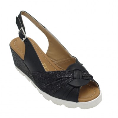 Angela Calzature Numeri Speciali sandali in pelle colore nero tacco basso 1-4 cm   31,32,33,34 numeri speciali    