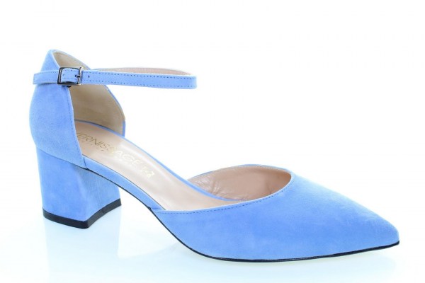 Soffice Sogno Elegance  Shoes Light blue chamois heel 5 cm