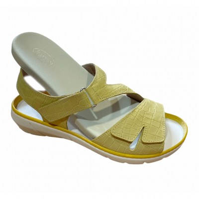 LOREN Q6973  sandalo per donna aperto giallo a strappo plantare estraibile cocco