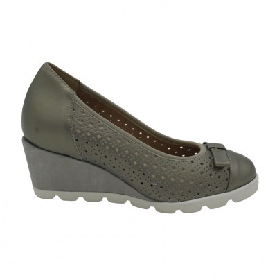 Angela Calzature Numeri Speciali  Shoes Grey leather heel 8 cm