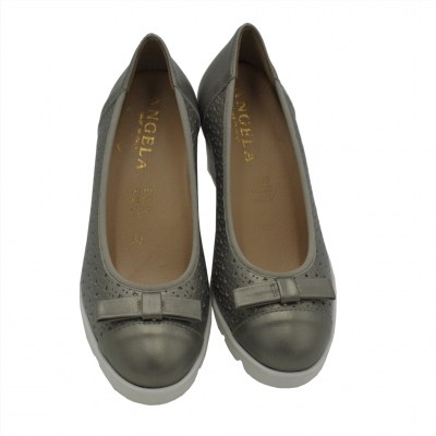 Angela Calzature Numeri Speciali  Shoes Grey leather heel 8 cm