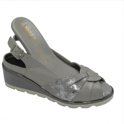 Angela Calzature Numeri Speciali  Shoes Grey leather heel 3 cm