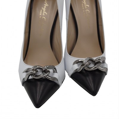Angela Calzature Numeri Speciali  Shoes White leather heel 11 cm