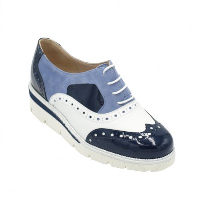 Angela Calzature Numeri Speciali sneakers in pelle colore blu tacco basso 1-4 cm   N. 33,34,42     