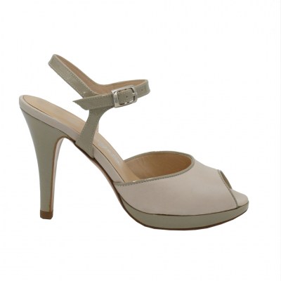 Angela Calzature sandali in pelle colore beige tacco alto 8-11 cm   numero 33     