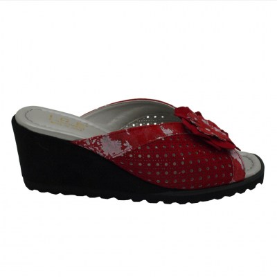 Angela Calzature Numeri Speciali pantofole ciabatte in pelle colore rosso tacco basso 1-4 cm   numeri 32,33,34,35 donna     