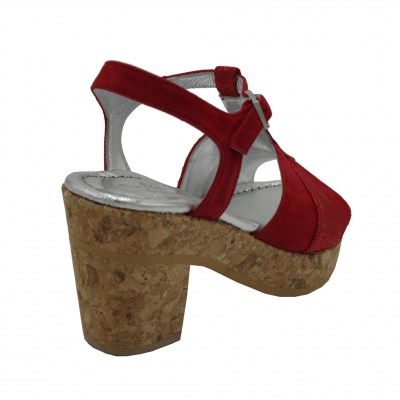 Angela Calzature Numeri Speciali sandali in pelle colore rosso tacco medio 4-7 cm   numeri 32,33,34,35 donna     
