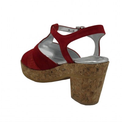 Angela Calzature Numeri Speciali sandali in pelle colore rosso tacco medio 4-7 cm   numeri 32,33,34,35 donna     