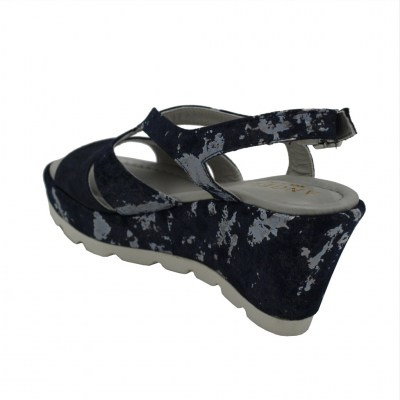 Angela Calzature Numeri Speciali sandali in nabuk colore blu tacco alto 8-11 cm   numeri 33 e 34 donna     
