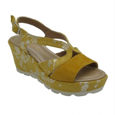 Angela Calzature Numeri Speciali sandali in nabuk colore giallo tacco alto 8-11 cm   numeri 33 e 34 donna     