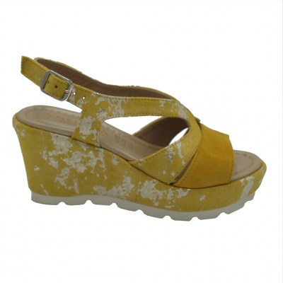 Angela Calzature Numeri Speciali sandali in nabuk colore giallo tacco alto 8-11 cm   numeri 33 e 34 donna     