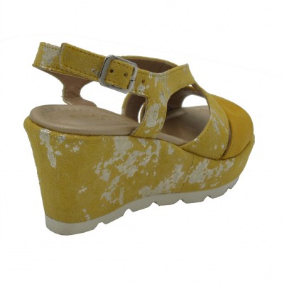 Angela Calzature Numeri Speciali sandali in nabuk colore giallo tacco alto 8-11 cm   numeri 33 e 34 donna     
