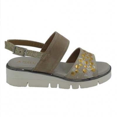 Angela Calzature Numeri Speciali sandali in nabuk colore beige tacco basso 1-4 cm   numeri 33 e 34 donna     