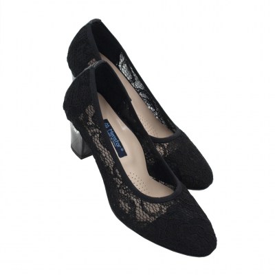 Angela Calzature decollete in pizzo colore nero tacco medio 4-7 cm   numeri 33 e 34     